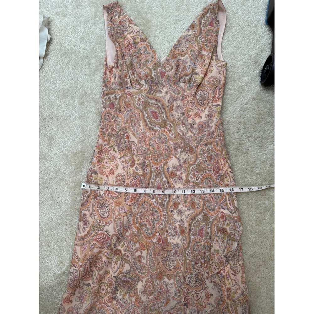Vintage Spiegel 100% Silk Paisley Midi Dress Y2K Boho Handkerchief Ruffle - Picture 8 of 8